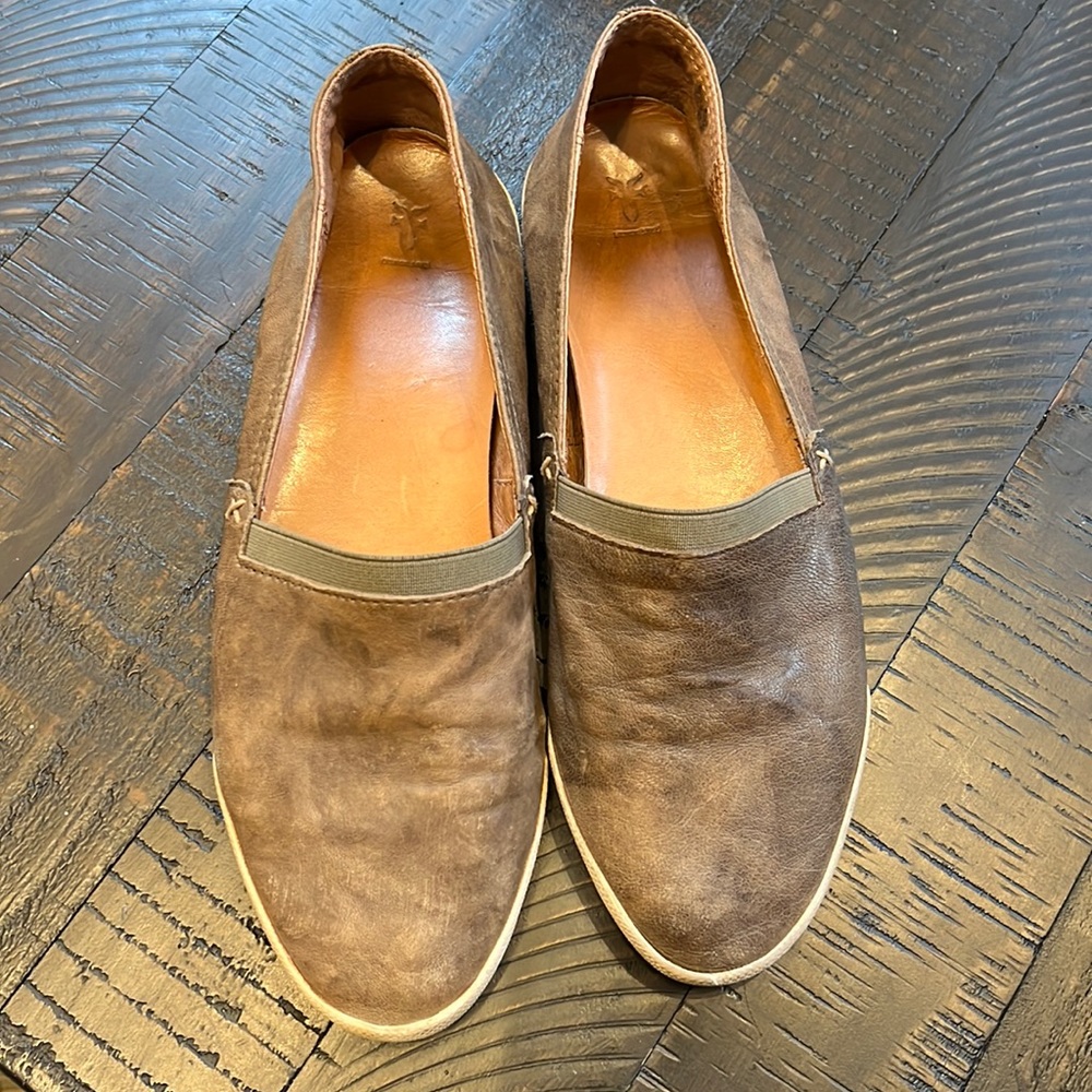 Frye slip on shoes - olive color size 10